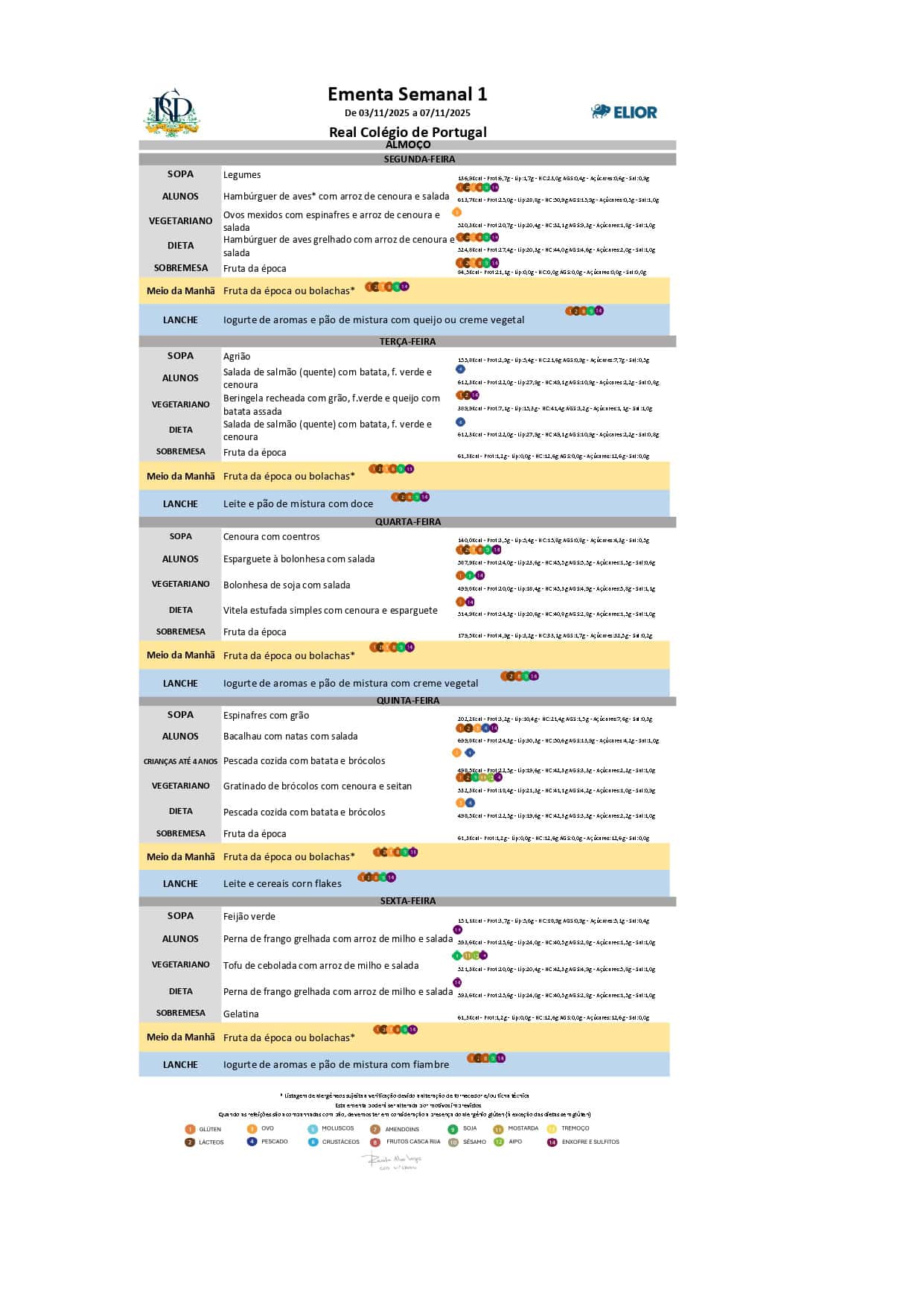 Ementa Novembro Semana 1